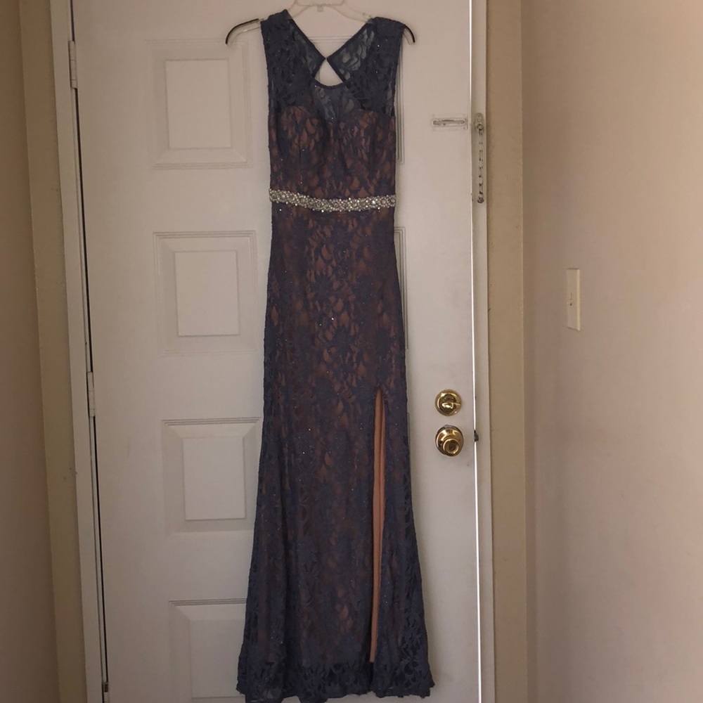 Purple and nude long prom dress. Worn once